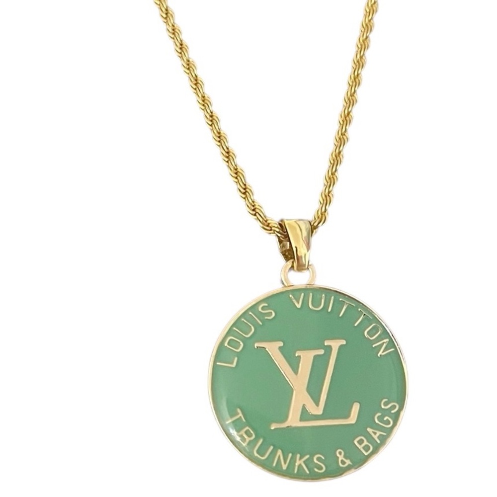 Authentic Louis Vuitton Green Truck & Bags Charm Necklace